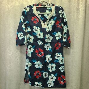 Talbots Navy Floral Long‎ Sleeve Dress